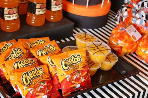 Basketball Gym Birthday Party, Orange Themed Food Ideas, Basketball Theme Birthday Party Food, Basketball Pool Party Ideas, Phoenix Suns Birthday Party, Basketball 3rd Birthday Party, Toddler Basketball Birthday Party, Girls Basketball Birthday Party, Basketball Birthday Party Food