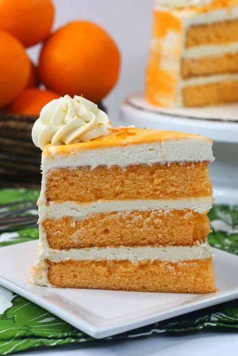 Orange Cake Frosting, Orange Cake Icing, Cake Receipt, Orange Desserts, Creamsicle Cake, Nursing Cake, Orange Frosting, Orange Cake Recipe, White Cake Recipe