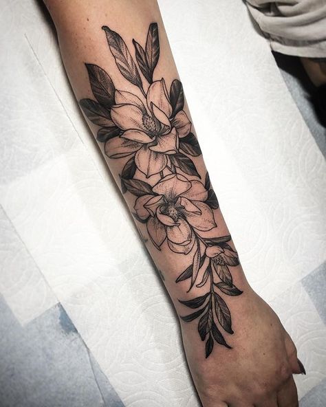 State Tattoos, Gothic Tattoos, Magnolia Tattoo, Zelda Tattoo, Garden Tattoos, Beautiful Flower Tattoos, Floral Tattoo Sleeve, Flower Tattoo Sleeve, Floral Tattoo Design