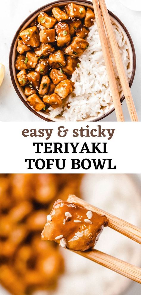 Teriyaki Tofu Recipes, Tofu Rice Bowl, Tofu Dinner Recipes, Tofu Rice, Tofu Recipes Healthy, Tofu Bowl, Tofu Recipes Easy, Pan Fried Tofu, Tofu Recipes Vegan