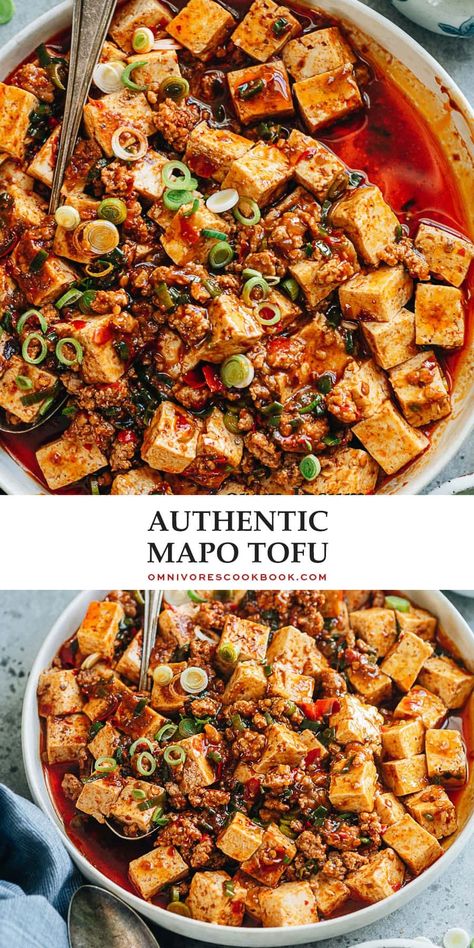 An easy mapo tofu recipe that creates the authentic taste of China and features soft tofu cooked in a rich, spicy, and savory sauce that is full of aroma. Serve it over steamed rice for a quick, delicious and healthy weekday dinner! Mapo Tofu Recipe Easy, Tofu Dinner Recipes, Asian Potluck, Mapo Tofu Recipe, Tofu Sauce, Vegetarian Asian, Soft Tofu, Asian Dinner, Asian Dinners