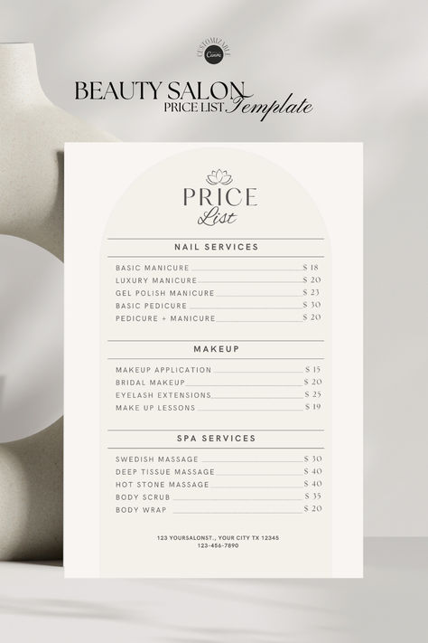 arch price list
price list sign
lashes price list
minimalist business
boho price list
boho printable
boho small business
printable price list
arch canva template
business pricing
boho arch
hair salon pricing
Canva template Pricelist Design Templates, Makeup Price List, Hair Salon Price List, Hair Salon Prices, Beauty Salon Price List, Makeup Prices, Price List Design, Salon Price List, Gel Polish Manicure