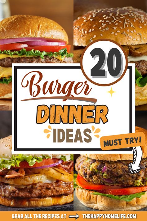 Elevate your burger game with these creative dinner ideas! From gourmet toppings to inventive twists on classic recipes, find inspiration for delicious burger creations that will delight your taste buds. Burger Ideas Creative, What To Serve With Hamburgers, Burger Dinner Ideas, Unique Burger Recipes, Caprese Burger, Burger Dinner, Memorial Day Cookout, Truffle Burger, Buffalo Chicken Burgers