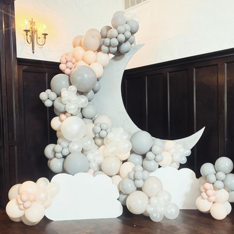 Over the moon 🌙☁️ Loved setting up this moon display, the color palette is everything! @mscottevents did her thing planning this beautiful shower. Thanks for having us be apart of it. 💕 PS Greige is my new favorite color 🤣 @mscottevents Over The Moon Decor, Over The Moon Decorations, Over The Moon Baby Shower Ideas Girl, Moon Decorations, Moon Baby Shower Theme, We Are Over The Moon, Moon Baby Shower, Moon Girl, Moon Baby