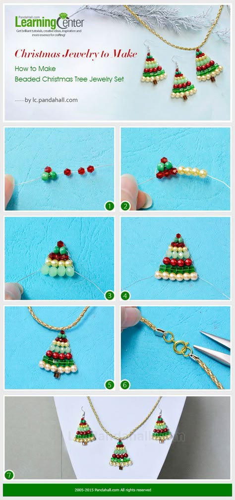 Christmas Jewelry to Make – How to Make Beaded Christmas Tree Jewelry Set Christmas Jewerly, Christmas Tree Jewelry, Beaded Christmas Tree, Christmas Beading, Bracelets Christmas, Christmas Jewelry Diy, Jewelry To Make, Christmas Jewellery, Holiday Beading