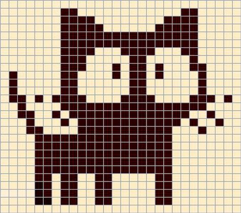 Crochet Graph Design, Tapestry Crochet Pixel Art, How To Crochet Pixel Art, Pixel Art 2 Colors, Crochet Pixle Grids, 2 Color Tapestry Crochet, Graph Pixel Art, Witchy Pixel Art Grid, Cat Grid Pattern