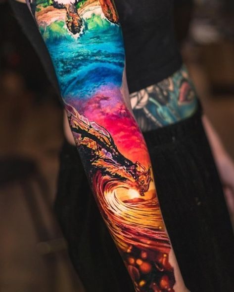 49 Dope Pics That Will Stimulate Your Pleasure Centers - Funny Gallery Sea Tattoos, Nautical Sleeve, Colored Tattoos, Ocean Sleeve Tattoos, Ocean Sleeve, Beach Tattoos, Colour Tattoos, Stunning Tattoos, Colorful Tattoo