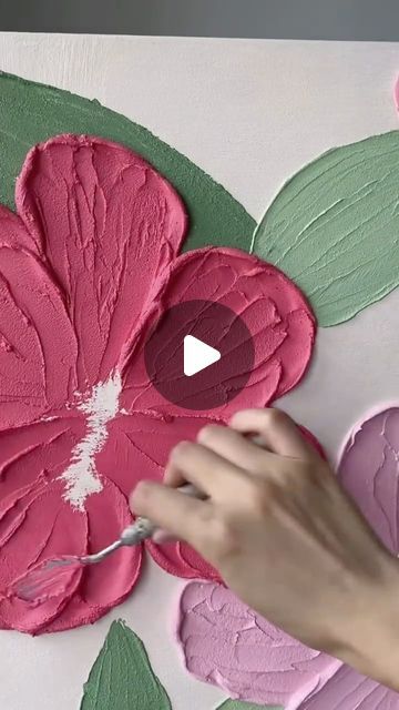 June on Instagram: "Thick-textured flower painting" Acrylic Thick Painting, Flower Texture Wall Art, Diy Flowers Painting, Thick Acrylic Flower Painting, Modeling Clay Painting, Diy Textured Wall Art Flowers, Pink Canvas Art Easy Cute, Flower Artists Gcse, How To Paint Textured Flowers