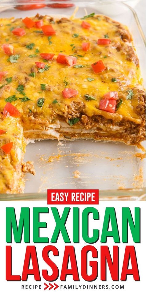 Easy Ground Beef Taco Casserole (Mexican Lasagna Recipe) Mexican Lasagna Casserole, Ground Beef Taco Casserole, Mexican Taco Casserole, Mexican Beef Casserole, Mexican Lasagna Recipe, Casserole Mexican, Beef Taco Casserole, Mexican Lasagna Recipes, Ground Beef Taco