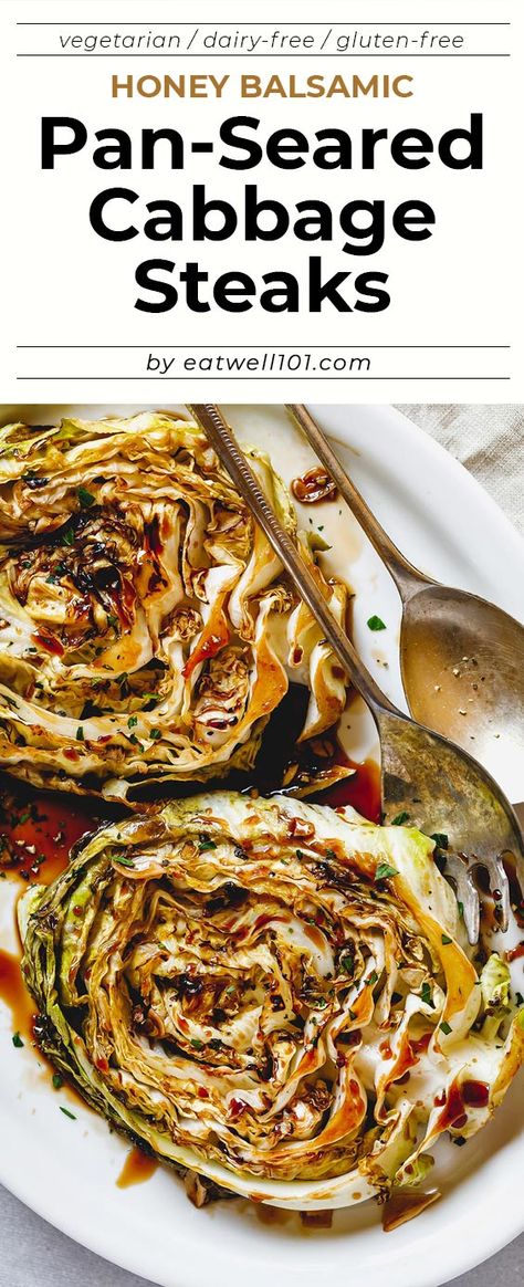 Cabbage Steaks In Oven Balsamic, Seared Cabbage, Balsamic Cabbage, Cabbage Steak, Slow Cooker Pork Belly, Cabbage Steaks Recipe, Chopped Salads, Pork Bites, Cabbage Steaks