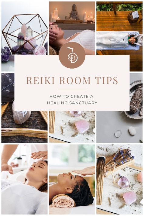 Creating a Reiki healing space goes beyond visual appeal; it's about designing an environment that amplifies positive energy and promotes profound healing. Elevate your Reiki practice with a thoughtfully arranged room that serves as a haven for holistic health and spiritual development. Each element is chosen to assist both you and your clients in reaching the pinnacle of wellness. #ReikiHealingSpace #HolisticWellness #SpiritualOasis Energy Healing Space, Reiki Healing Room Ideas Spaces, Zen Decorations Ideas, Reiki Room Decor Interior Design, Reiki Healer Aesthetic, Reiki Infused Products, Massage Room Essentials, Small Reiki Room Ideas, Holistic Office Space