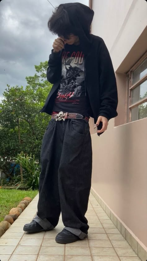 Baggy Clothes Outfit Men, Grunge Outfits Men, Baggy Outfits, Y2k Outfits Men, Y2k Grunge Outfits, Baggy Outfit Ideas, Outfits Baggy, Outfits Y2k, Baggy Clothes