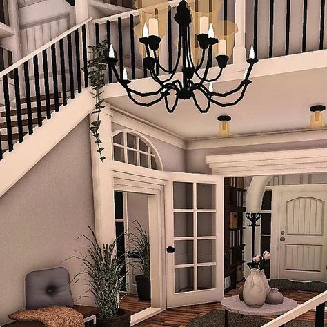 Bloxburg Farmhouse Entrance, Bloxburg Home Entrance, Entrance Hall Ideas Bloxburg, Roblox Bloxburg Entryway Ideas, Bloxburg Entry Ideas, Bloxburg Entrance Ideas Inside, Hallway Bloxburg, Bloxburg Front Entrance Ideas, Bloxburg Entry Way