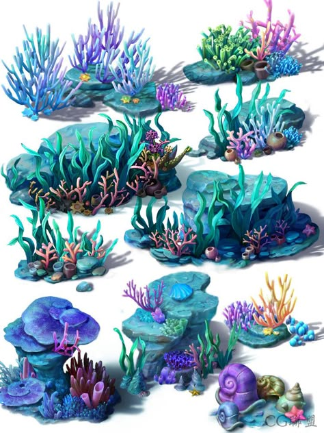 Underwater Painting, Underwater Scene, Posca Art, Underwater Art, Sea Art, 판타지 아트, Environment Concept Art, Environmental Art, Ocean Art