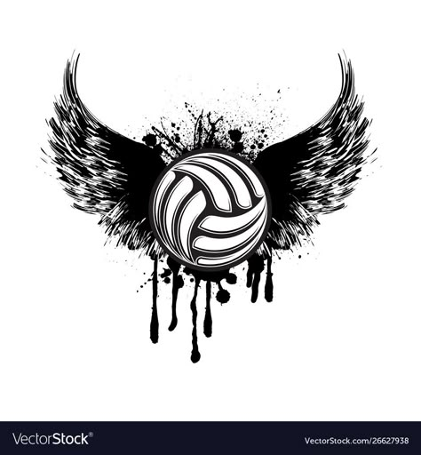 Black Volleyball, About Volleyball, Black And White Grunge, White Grunge, Angel Wings Tattoo, Wings Tattoo, Angel Wings, Volleyball, Angel