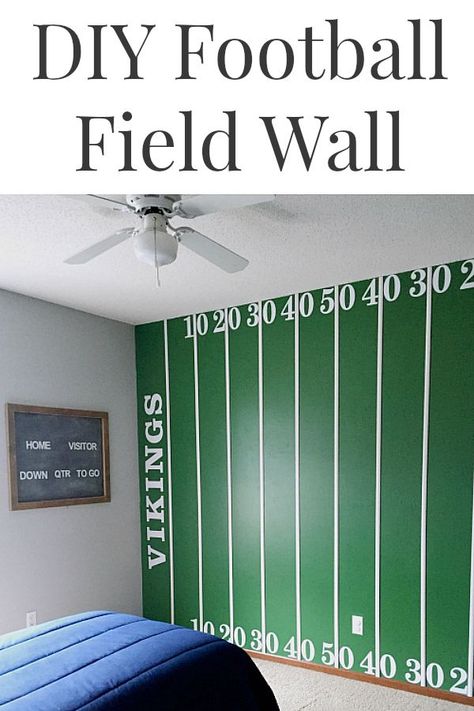 Diy Football Field, Football Field Wall, Football Room Decor, Football Room, Lavender Laundry, Football Diy, Wall Feature, Football Field, Boys Bedrooms