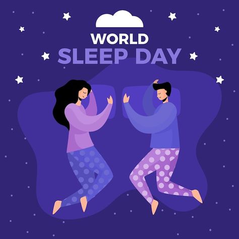 Free vector world sleep day illustration... | Free Vector #Freepik #freevector #sleep-illustration #flat-illustration #well-being #people-design World Sleep Day, Sleeping Man, Sleeping Women, Day Illustration, Bollywood Photos, Infographic Design Inspiration, Social Media Promotion, Girl Sleeping, People Sleeping