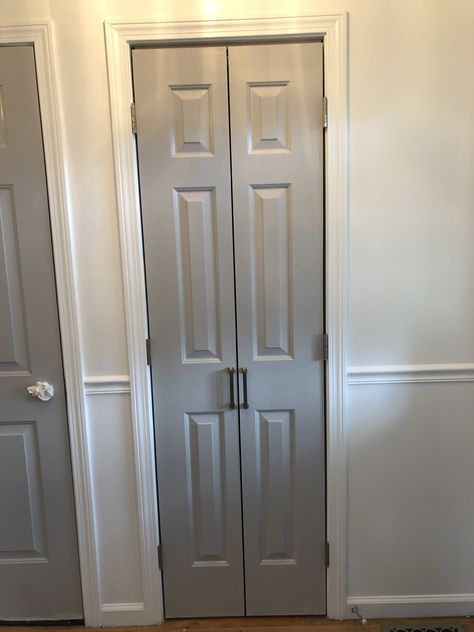 Small French Doors Closet, Closet Door Ideas French Doors, Narrow French Doors Closet, Single Bifold Closet Doors, Small Bifold Closet Doors, Small Closet Door Ideas Hallways, Small Closet French Doors, Linen Closet Doors Bathroom, Small Hallway Closet Door Ideas