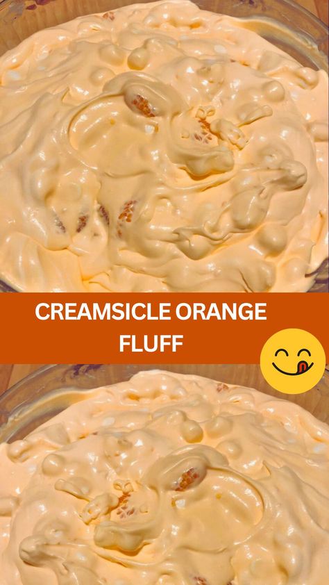 Looking for a sweet and refreshing treat to satisfy your cravings? Look no further than this delightful Creamsicle Orange Fluff recipe! With its cream... Creamsicle Fluff Salad, Orange Sherbert Dessert, Creamsicle Dessert Recipes, Canned Mandarin Oranges Recipes Desserts, Orange Cream Dessert, Keto Orange Creamsicle Fluff, Recipes Using Fresh Oranges, Manderine Orange Deserts, Orange Jello Recipes