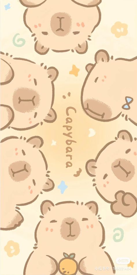 Capybara Art Cute, Cute Wallpapers Capybara, Aesthetic Capybara Wallpaper, Capybara Wallpaper For Ipad, Cute Bear Wallpaper Aesthetic, Capybara Wallpaper Iphone, Kapibara Wallpaper, Capybara Cute Drawing, Cute Capybara Drawing