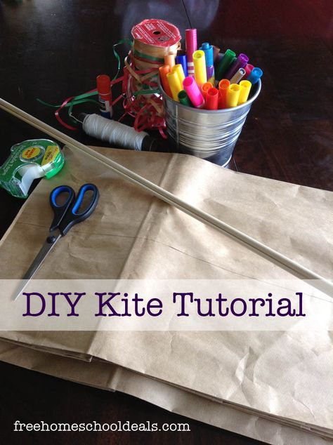 How to Make a Paper-Bag Kite. Step by step instructions on how to create a kite your children will love. Diy Kite, How To Make A Paper Bag, Crafty Kids, Childrens Crafts, Kites, Craft Time, Brown Paper, Spring Crafts, Arts And Crafts For Kids