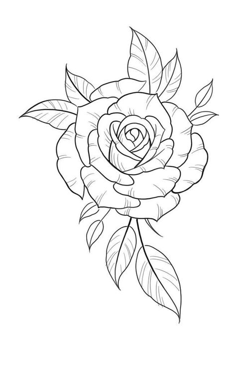 Rose Stencil Tattoo, Rose Outline Drawing, Rose Outline Tattoo, Flower Tattoo Stencils, Rose Tattoo Stencil, Realistic Rose Tattoo, Rose Outline, Rose Flower Tattoos, Rose Drawing Tattoo