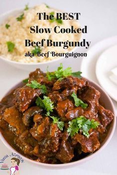 Beef Burgundy Slow Cooker, Beef Bourguignon Slow Cooker, Cubed Beef Recipes, Beef Burgundy Recipe, Slow Cooker Mongolian Beef Recipe, Slow Cooker Mongolian Beef, October Recipes, Beef Burgundy, Barley Stew