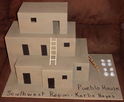 Adobe Pueblo School Project, Southwest Native American Projects, Pueblo House School Project, House Model For School Project, Native American Houses, Pueblo House, Pueblo Native Americans, Native American Art Projects, Native American Home