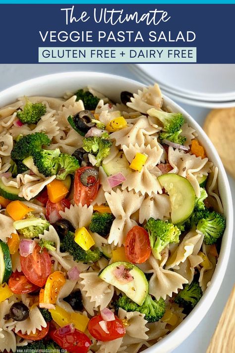 Pasta Salad Dairy Free, Salad Dairy Free, Dairy Free Salad Dressing, Gluten Free Pasta Salad, Salad Recipes Gluten Free, Dairy Free Salads, Vegetable Pasta Salads, Veggie Pasta Salad, Dairy Free Pasta