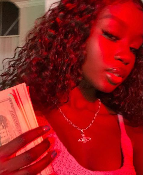 Led Light Pictures Baddie, Baddie Pictures, Girl Money, Red Led Lights, Money Pictures, Photoshoot Inspo, Fly Girl, Red Led, Dollar Bill