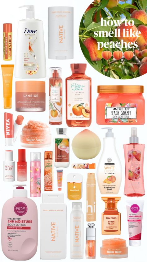 🧡🧡 || #scent #perfume #peach #beauty #outfitinspo #mutuals #bathandbodyworks #flourencebymills #mariobadesco #dove #native Scent Perfume, Peach Sorbet, Spring Scents, Perfume Collection Fragrance, Shower Skin Care, Body Smells, Summer Scent, Sugar Body, Pretty Skin Care