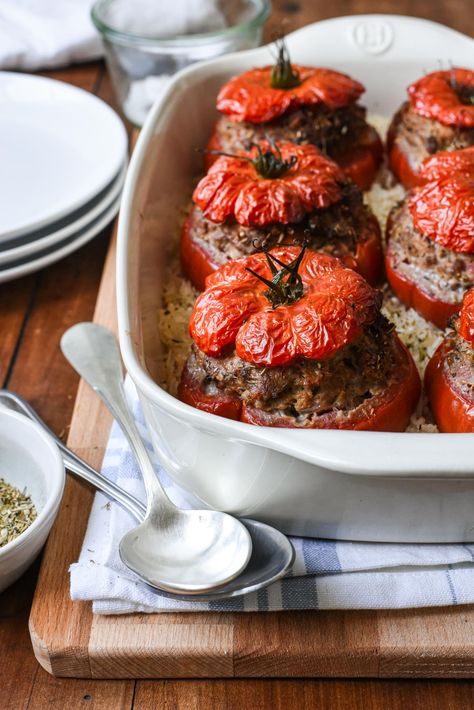 French-Style Stuffed Tomatoes (Tomates Farcies) - Pardon Your French Real Food Dinner, Stuffed Tomatoes, Paris Food, Baked Tomatoes, French Cooking, Ripe Tomatoes, European Food, Easy Cooking Recipes, Provence France