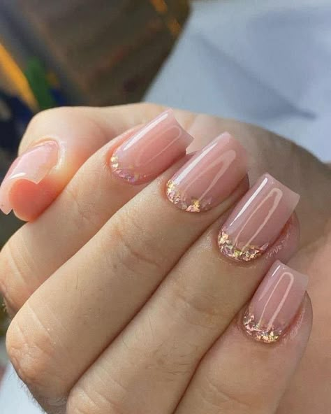 Nail Bling Designs, Gel On Natural Nails, Gel Toe Nails, Nails Yellow, Subtle Nails, Short Square Nails, Simple Gel Nails, Simple Acrylic Nails, Short Square Acrylic Nails