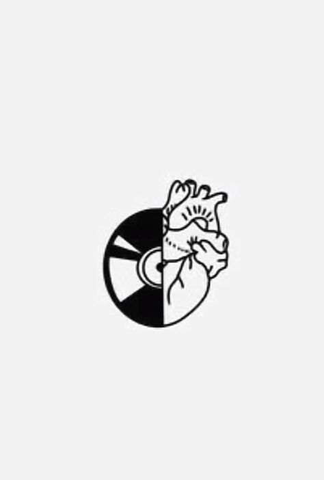 Dj Inspired Tattoos, Music Doodle Tattoo, Patch Work Designs Ideas Tattoo, Music Heart Tattoo Designs, Tattoo Music Ideas For Men, Heart And Music Tattoo, Music And Heart Tattoos, Dance Tattoo Ideas Small Hip Hop, Music Related Tattoos For Guys