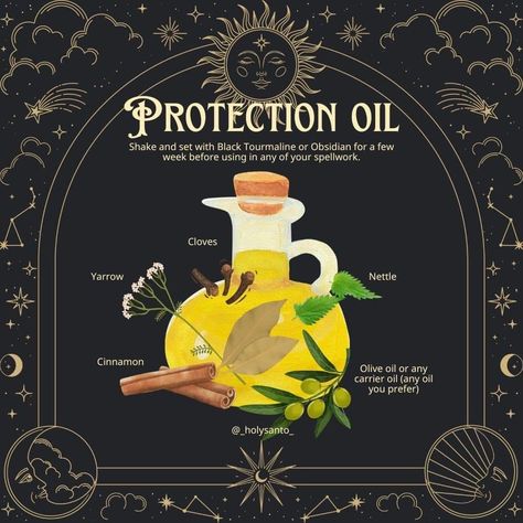 Protection Oil Witchcraft, Witchy Sprays, Witch Oils Recipe, Protection Oil Recipe, Witchy Oils, Witchcraft Oils, Italian Witch, Witchy Corner, Mabon Celebration