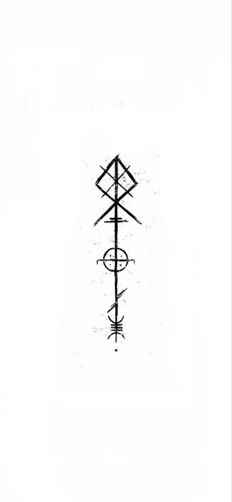 Viking Star Tattoo, Norse Minimalist Tattoo, Viking Tattoos Simple, Odin Tattoo Simple, Viking Strength Symbol, Odins Spear Tattoo Design, Viking Protection Tattoo, Warrior Rune Tattoo, Spear Of Odin Tattoo