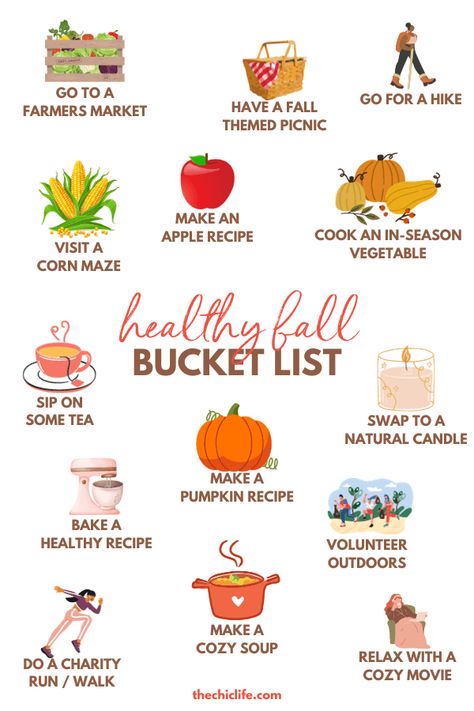 Seasonal Living Aesthetic, November Things To Do, Romanticizing September, Fall Celebration Ideas, September To Do List, Period Selfcare, Fall Ideas Activities, October To Do List, November Bucket List