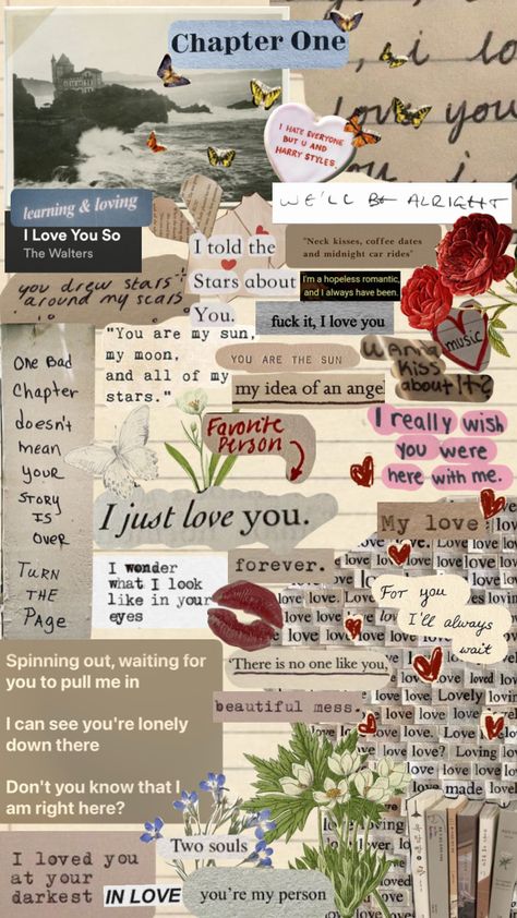 Love Collage Aesthetic Wallpaper, Wallpaper For Inlove Aesthetic, Boyfriend Wallpaper Ideas Collage, Romantic Collage Wallpaper, Love Collage Art, Literally Me Characters Collage, Scrapbook Love Quotes, Couple Collage Aesthetic, Love Letter Collage