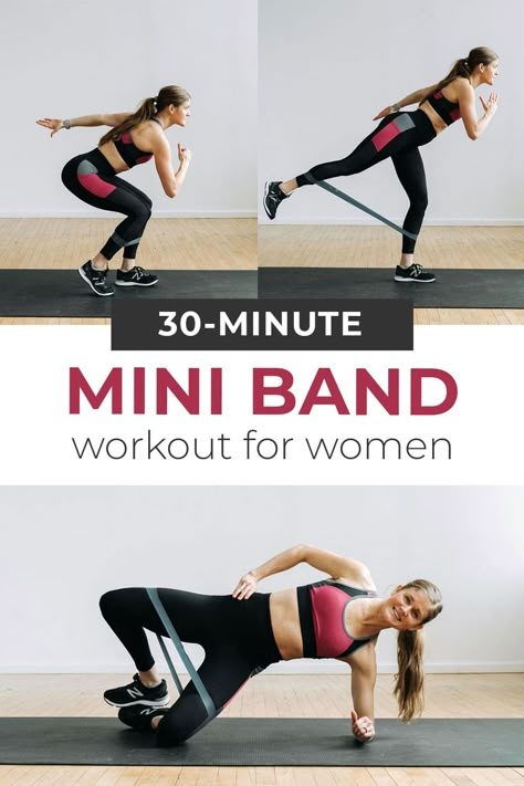 Want to build a booty and tone your legs? Add this 30-minute resistance band leg workout to your weekly workouts. This leg band workout sculpts your glutes, thighs and quads in just 30 minutes at home. The resistance band adds an extra burn to some of the best lower body exercises for women. Build a booty while strengthening, tightening, and toning every leg muscle with this quick and efficient lower body workout! Resistance Band Workout Legs Exercise, Lower Body Band Exercises, Mini Resistance Band Workout, Best Lower Body Exercises, Leg Bands Workout, Leg Exercises With Bands, Lower Body Band Workout, At Home Band Workouts For Women, Workout Band Exercises