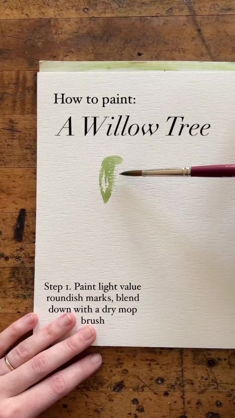 Weeping Willow Tree Watercolor, How To Paint A Willow Tree, Watercolor Willow Tree Tutorial, Willow Tree Watercolor Painting, Willow Tree Painting Easy, Weeping Willow Tree Painting, Willow Tree Watercolor, Watercolor Willow Tree, Willow Watercolor