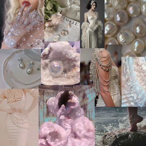 Pearl Inspiration Board, Pearl Mood Board, Mood Board Fashion Inspiration Ideas, Pearls Aesthetic Wallpaper, Pearl Themed Party, Geometric Pattern Hexagon, Desert Bachelorette, Pearl Theme, Pearls Aesthetic