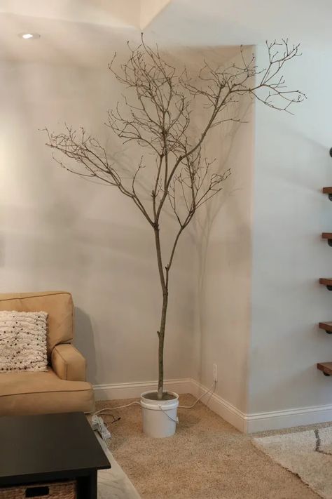 We'll take you along the process of making a DIY faux tree so you can make one on your own. Diy Potted Tree, Diy Lighted Tree Branches, Artificial Trees Indoor Decor Diy, How To Make A Faux Tree, How To Make Fake Trees Diy, How To Make A Fake Tree, Fake Tree Decor Living Room, Potted Branches, Faux Trees Indoor Decor