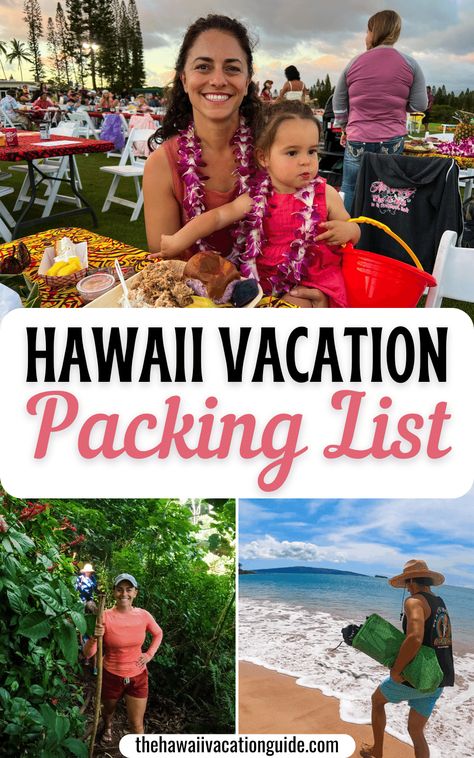 What to Pack for Your Hawaii Vacation (2024) + Downloadable List - The Hawaii Vacation Guide Oahu Packing List, What To Pack For Hawaii Vacation, Pack For Hawaii Vacation, Hawaii Trip Outfits, Hawaii Vacation Outfits, Family Packing List, Hawaii Vacation Tips, Hawaii Packing List, Hawaii Packing