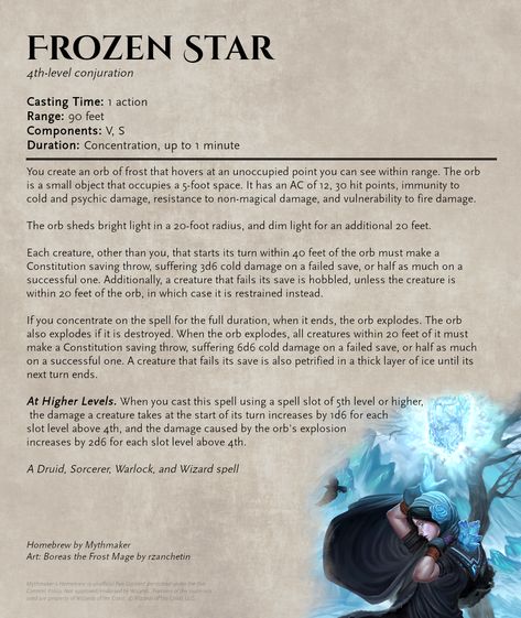 5e Spells, Unearthed Arcana, Homebrew Spells, Ice Mage, Magic Grimoire, Dnd Spells, Dnd Dm, Ice Magic, Dnd Homebrew