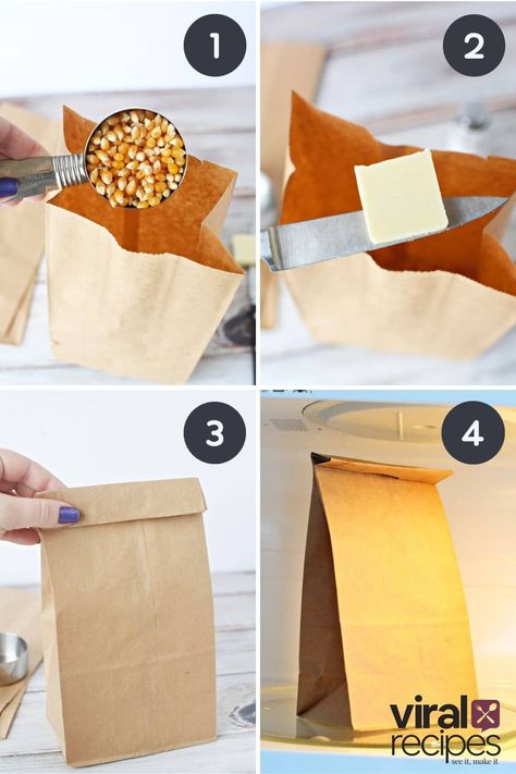 TikTok Homemade Popcorn in Microwave (MAJOR HACK!) | Salty Side Dish Brown Bag Popcorn Microwave, Brown Paper Bag Popcorn, Microwave Popcorn Bags Diy, How To Make Popcorn In A Paper Bag, How To Pop Popcorn In A Paper Bag, Popping Popcorn In Paper Bag, Making Popcorn In A Paper Bag, Popcorn In Microwave Paper Bag, Paper Bag Popcorn Microwave