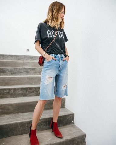 Summer Brunch Outfit, Tokyo Street Fashion, Jeans Destroyed, Summer Shorts Outfits, Bermuda Jeans, Stylish Jeans, Trendy Swimwear, Summer Fashion Dresses, Jeans For Short Women