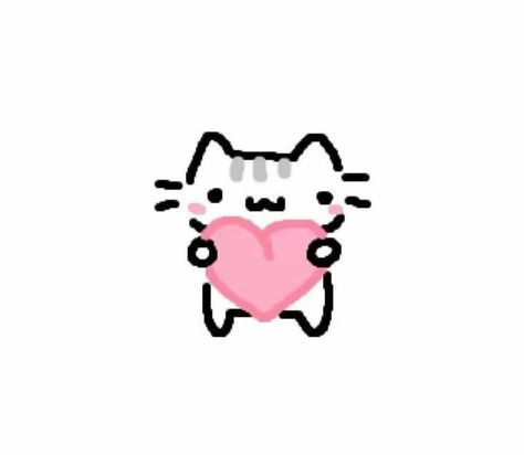 Cute Cats In Love Drawing, Cute Small Drawings Cat, Doodles For Crush, Sweet Doodles For Him, Cat With Heart Drawing, Cute Love Icons, Silly Cat Drawing Doodles, Icon Ideas Aesthetic, Cute Thank You