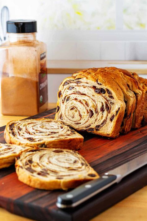 Cinnamon raisin bread is full of plump, juicy raisins and a spectacular swirl of cinnamon sugar throughout. I will show you how to make it. Cinnamon Raisin Bread Recipe, Toasted Crackers, Cinnamon Raisin Bagel, Best Bread Machine, Cinnamon Bread Recipe, Sourdough Bread Sandwiches, Swirl Bread, Cinnamon Swirl Bread, Sourdough Sandwich