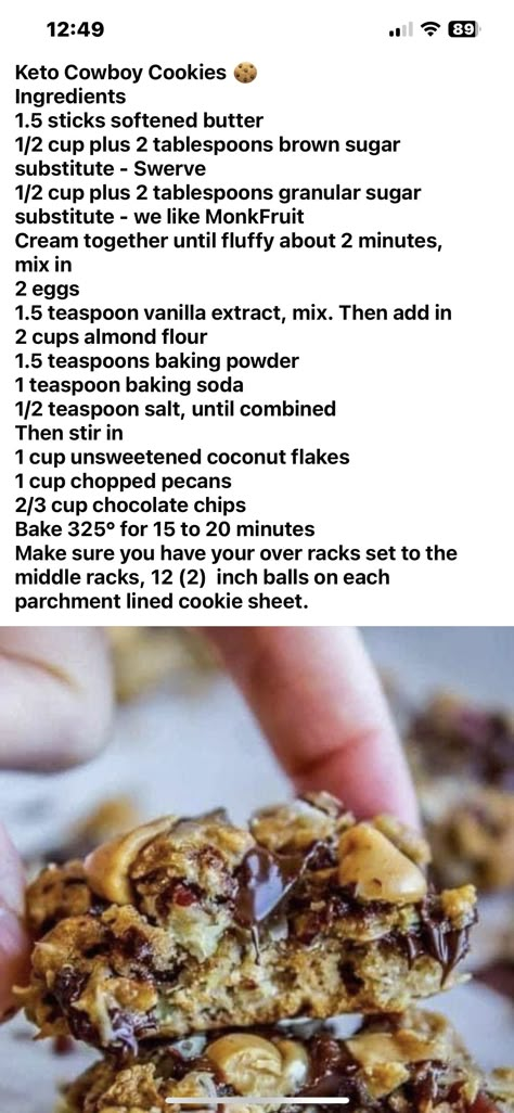 Low Carb Cowboy Cookies, Keto Cowboy Cookies Recipe, Keto Cowboy Cookies, Cowboy Cookies, Keto Carnivore, Keto Treats, Keto Baking, Healthy Recipes For Diabetics, Low Carb Treats