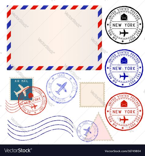 International mail envelope with collection of Vector Image Cartagena Wedding, Airmail Envelopes, Travel Doodles, Mail Envelope, Passport Invitations, Letter Pillows, Travel Stamp, طابع بريدي, Postcard Stamps